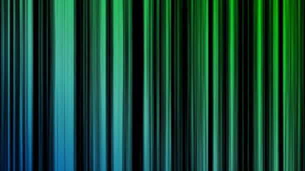 Bewegende achtergrond met smalle lijnen, gestreept patroon, naadloze lus. Animatie. Abstracte verloop lijnen in verticale bewegingen blauw en groene kleur op zwarte achtergrond. — Stockvideo