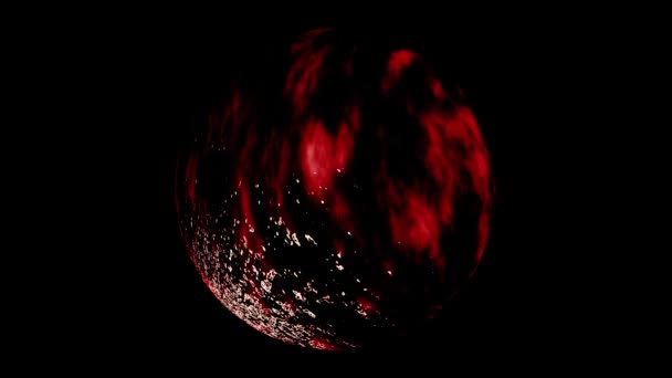 Abstrakcyjne koło czerwonej i czarnej poruszającej się substancji płynnej otoczone czarnym tłem, płynna pętla. Animacja. Ruchoma postać o okrągłym kształcie z powierzchnią wody. — Wideo stockowe