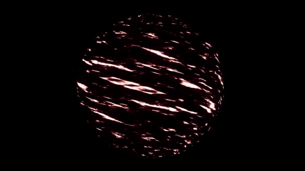 Czerwona planeta magmowa w Układzie Słonecznym obracająca się na czarnym tle, płynna pętla. Animacja. Streszczenie sferycznej planety z gorącym gazem wirującym w przestrzeni. — Wideo stockowe