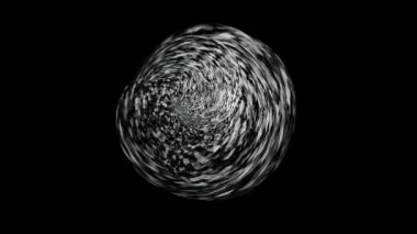 Soyut dönen sürrealite dokulu küre siyah arkaplan ve tek renk üzerinde izole hareket ediyor. Animasyon. 3d olağandışı dönen karmaşık geometrik nesne, kusursuz döngü.