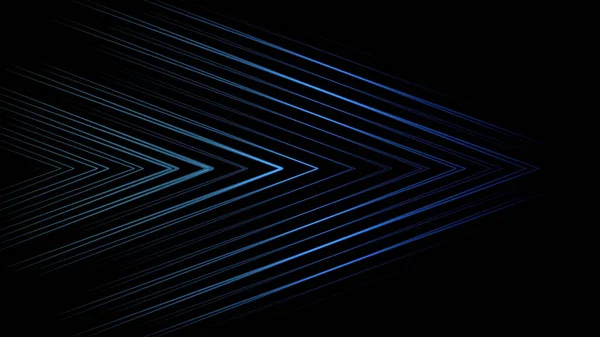 Flechas móviles azules coloridas formadas por líneas estrechas cruzadas sobre fondo negro, lazo sin costuras. Animación. Rayos azules cruzados en un ángulo agudo que apunta a la izquierda y a la derecha . — Foto de Stock