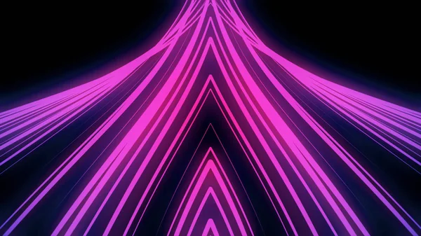 Abstrakt hisnande rörelse av många Neon sttripes på svart bakgrund, sömlös loop. Animation. Rosa korsade linjer roterande med 3D-effekt. — Stockfoto