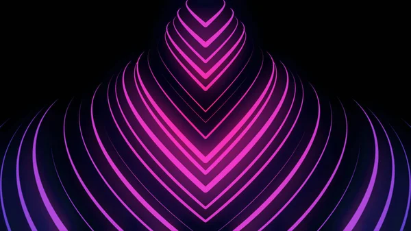 Abstracte adembenemende beweging van vele Neon sttripes op zwarte achtergrond, naadloze lus. Animatie. Roze gekruiste lijnen roteren met 3D-effect. — Stockfoto