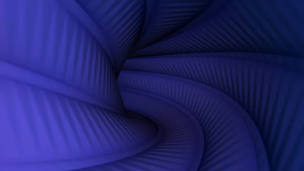 Moviéndose lentamente a través de un colorido túnel retorcido con rayas longitudinales convexas, bucle sin costuras. Animación. Vista 3D dentro de un tubo curvo de color azul . — Foto de Stock