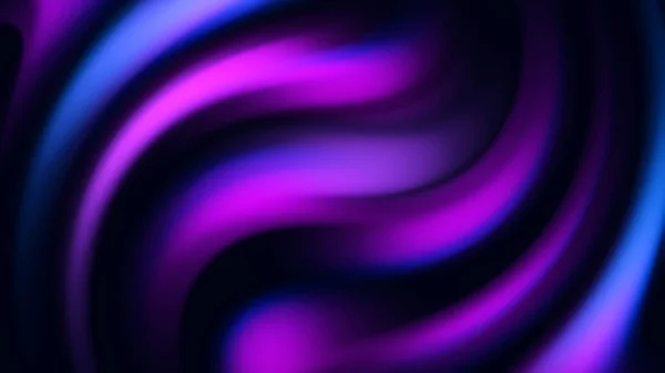 Holographische Flüssigkeit fließende Wellen lila und blauer Farben auf schwarzem Hintergrund, nahtlose Schleife. Animation. abstrakte Bewegung neonfarbener geschwungener breiter Linien. — Stockfoto