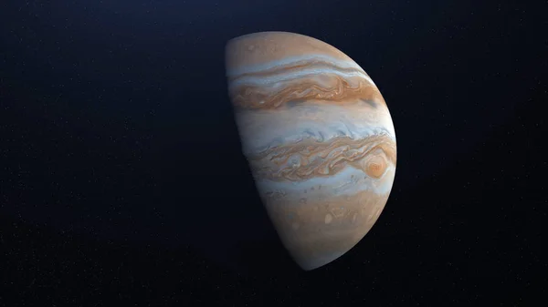 木星在外层空间的自转。 动画。 日出和日落在木星五彩斑斓的白色和棕色表面，无缝回旋. — 图库照片