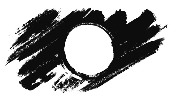 Αφηρημένη κίνηση της σχεδίασης ενός κύκλου με ένα πινέλο. Κινούμενα σχέδια. Κύκλος με μαύρο μελάνι σε λευκό φόντο — Φωτογραφία Αρχείου