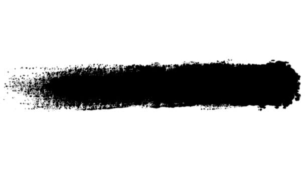 Abstract black ink hand painted brush strokes on white background. Animation. Single paint brush stroke being painted from left to right, monochrome. — ストック動画