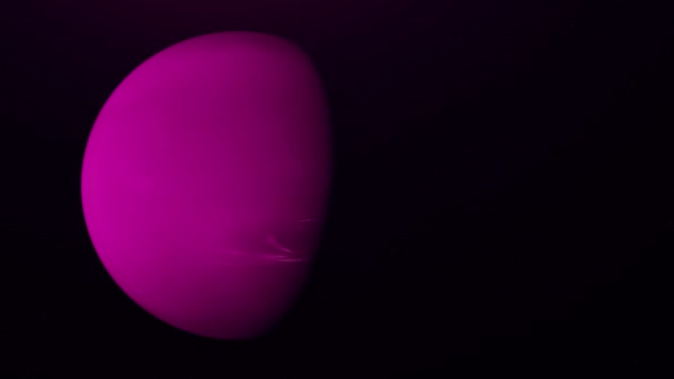 Colorata astrazione di un pianeta viola sconosciuto che ruota tra infinite stelle nello spazio. Animazione. Giorno e notte sul pianeta, luce e ombra, girando sfera colorata nello spazio . — Video Stock