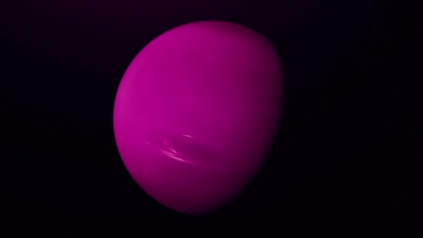 Барвиста абстракція невідомої фіолетової планети, що обертається серед нескінченних зірок у космічному просторі. Анімація. День і ніч на планеті, світло і тінь, що обертаються барвистою сферою в космосі . — стокове відео