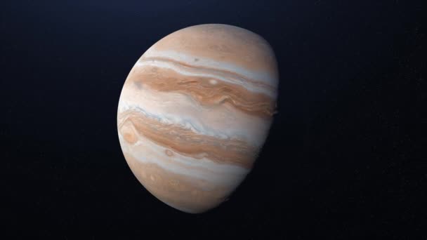 Animação abstrata do planeta Júpiter com superfície colorida girando no espaço exterior. Animação. Revolução completa do planeta em torno de seu eixo . — Vídeo de Stock