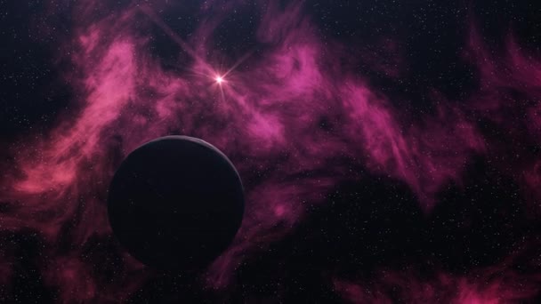 Θαυμάσιες πολύχρωμες αφαιρέσεις Πλανήτης Γη περιστροφή στο διάστημα με δισεκατομμύρια αστέρια, φως και πολύχρωμες λάμψεις στο παρασκήνιο. Κινούμενα σχέδια. Αστρονομικό υπόβαθρο της Γης — Αρχείο Βίντεο