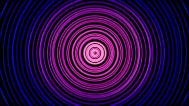 Renkli titreşimli hipnoz çemberleri. Animasyon. Renk çemberlerinin kıvrımları, titreşimler, hipnotize edici dikkat merkezde.