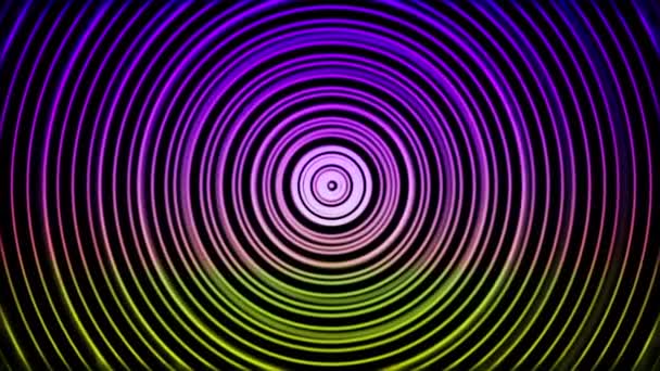 Abstrakte hypnotische bunte Spirale. Animation. Pulsierende psychedelische Kreise mit Zentrum. bunte hypnotisierende Kreise. Kreisförmige Wellenhintergrund für Musik Hintergrund — Stockvideo