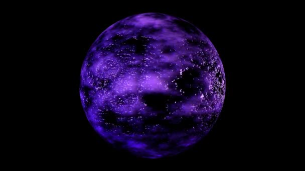 Abstrakt, levende neonball. Animasjon. Levende strukturerte kuler eller kuler avgir neonlys på svart bakgrunn. 3D-ball av væske som endrer plasmaskjell som skinner på svart bakgrunn – stockvideo