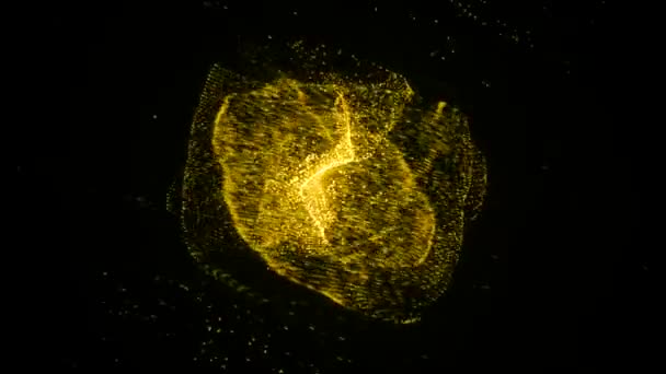 Animación abstracta de la figura giratoria que consiste en pequeñas partículas en movimiento cambiando su color sobre fondo negro. Animación. Gráficos de movimiento 3D, animación abstracta 4K . — Vídeo de stock