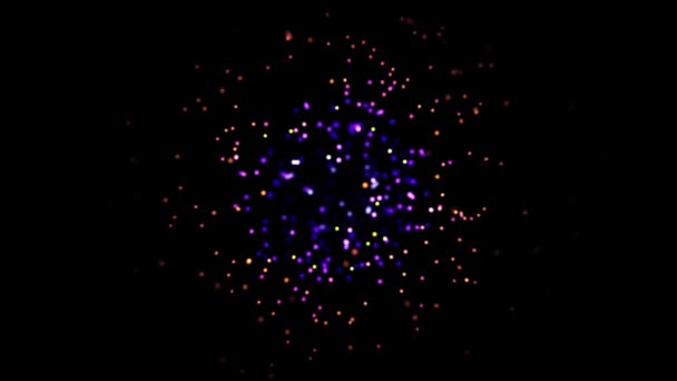 Animação abstrata de mover pontos luminosos coloridos bokeh. Animação. Mergulhe no fluxo de pontos bokeh coloridos brilhantes no fundo preto — Vídeo de Stock