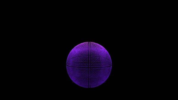 Globo brilhante formado por poeira espacial voadora isolada sobre fundo preto. Animação. Animação. Partículas de fogo vibrantes girando e formando uma esfera . — Fotografia de Stock