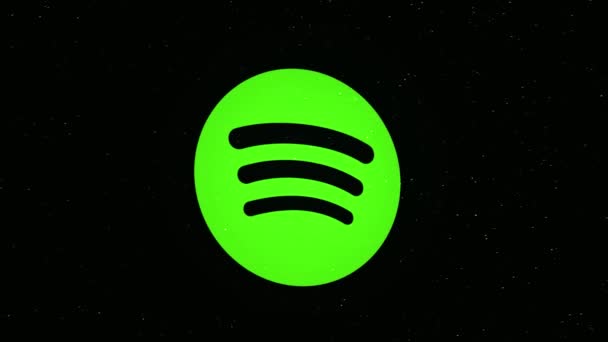 Icona Wi-Fi nera all'interno del cerchio verde isolato su sfondo nero, internet e concetto di connessione. Animazione. Emblema verde del WIFI che diventa un vortice di punti colorati . — Video Stock