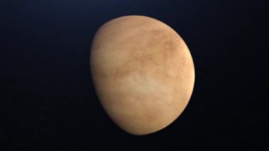 Dönen gezegen Venüs 'ün soyut animasyonu. Animasyon. Venüs gezegeninin soyut yüzeyi kozmik yıldız uzayının arka planında. Venüs gezegeninin 3D animasyonu.