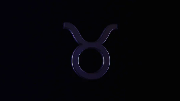 Symbol zodiaku lub znak Taurus. Animacja. Znak zodiaku 3D na czarnym tle. Teksturowany objętościowy znak zodiaku Taurus obracający się na czarnym tle — Zdjęcie stockowe