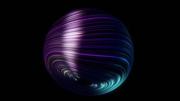 Bola de néon vivo abstrata. Animação. Bolas ou esferas texturizadas ao vivo emitem luz de néon no fundo preto. 3D bola de líquido mudando shell plasma brilhando no fundo preto — Fotografia de Stock