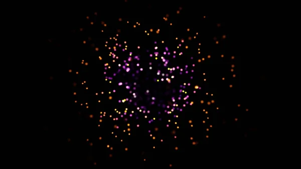 Animação abstrata de mover pontos luminosos coloridos bokeh. Animação. Mergulhe no fluxo de pontos bokeh coloridos brilhantes no fundo preto — Fotografia de Stock