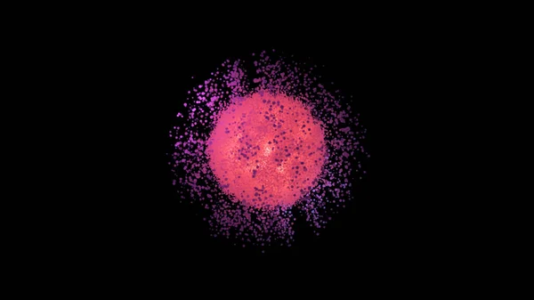 Animación abstracta de esfera de puntos luminosos. Animación. Grupo redondo de manchas de bokeh girando y acercándose sobre fondo negro. Esfera de puntos es similar a la estructura de la molécula —  Fotos de Stock