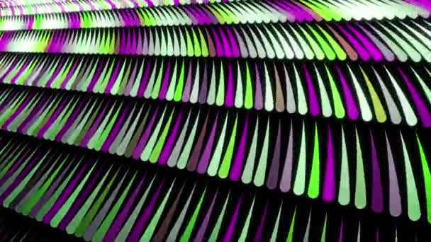 Luminose strisce spesse che volano. Astrazione di linee multicolori che si muovono rapidamente in righe sullo sfondo nero. Animazione. Colorato movimento geometrico astratto sfondo . — Video Stock