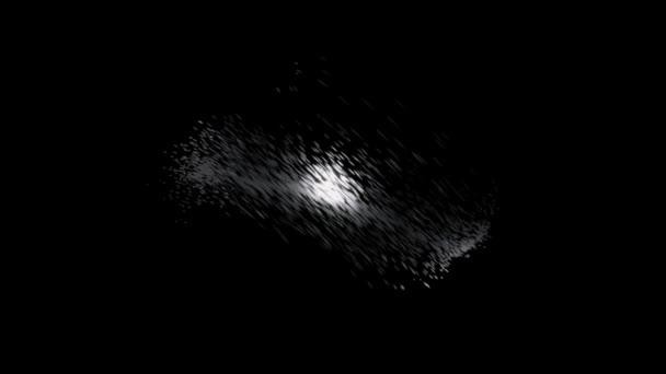 Beautiful abstraction of mesmerizing whirlwind consisting of white small particles whirling on the black background. Animation. Particles shimmering in the dark — Stock Video