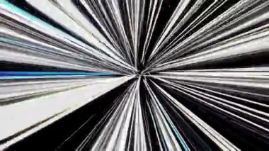 Başka bir galaksiye hiper atlama ile soyut yaratıcı kozmik arka plan. Animasyon. Işık hızı, parlak mavi ve beyaz ışınlar hareket halinde, kusursuz döngü.