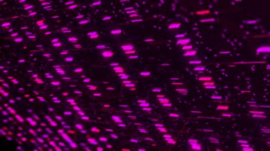 Geleceksel bilgi ve teknolojik bilgisayar kavramı. Animasyon. Küçük kareler ve dar çizgiler boyunca uzanan, dikişsiz döngü oluşturan, soyut büyük veri dijital kodu.