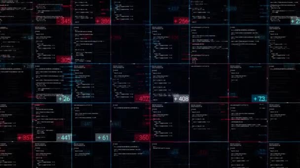 Digitální tabulka s daty a čísly na černém pozadí. Animace. Obchodní tabulka se statistikou a ukazateli v číslech. Moderní tabulka s číselnými daty v digitální podobě — Stock video