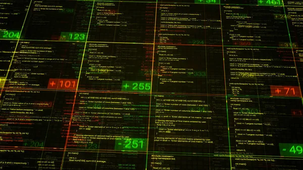 Hacker-Aktivitäten auf dem schwarzen Bildschirm des Computers. Animation. Cybercrime-Netzwerkaktivitäten mit Hacker-Terminalleitungen auf schwarzem Hintergrund, nahtlose Schleife. — Stockfoto