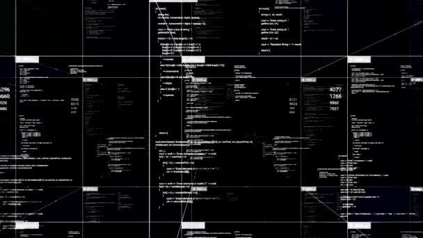 Abstrakte Finanzdatenverarbeitung und statistische Erfassung auf schwarzem Hintergrund, nahtlose Schleife. Animation. Kommunikationstechnologie und Geschäftskonzept. — Stockvideo