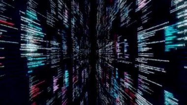 Kusursuz döngü ile çalışan programlama dili kodlu siyah ekran. Animasyon. Sistem mühendisliği, modern oyunlar veya uygulamalar oluşturma kavramı.