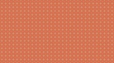 Turuncu arka planda yanıp sönen şekillerin kaleydoskop hareketi. Medya. Düz satırlardaki birçok küçük değişen figürün düz tasarımı, simetrik soyut desen, dikişsiz döngü.