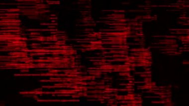 Akan verilerin soyut kırmızı yatay çizgileri. Animasyon. Semboller hızla değişiyor ve siyah arkaplanda yalıtılmış, kusursuz döngü, hackleme ve bilgisayar teknolojileri kavramı.