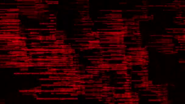 Líneas horizontales rojas abstractas de datos que fluyen. Animación. Símbolos que cambian rápidamente y se mueven aislados en el fondo negro, bucle sin fisuras, concepto de piratería y tecnologías informáticas. — Vídeo de stock
