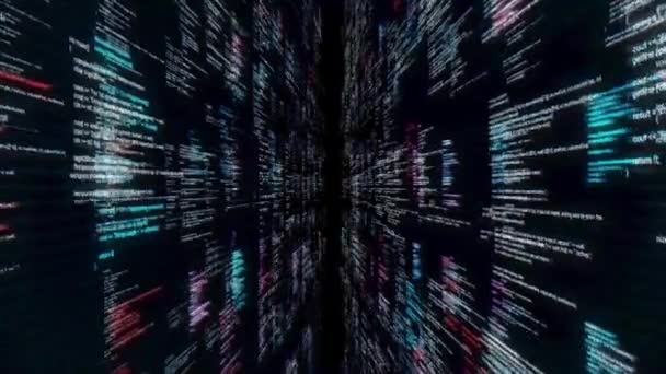 Astratto ciberspazio futuristico, sfondo glitch grunge. Animazione. Concetto di data center e tecnologie moderne, che si muovono attraverso tonnellate di dati, loop senza soluzione di continuità. — Video Stock