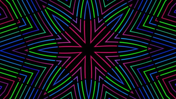 Fond radial abstrait avec animation de motifs colorés en mouvement. Animation. Kaléidoscope de bande dessinée, concept d'effet LSD, boucle transparente. — Photo