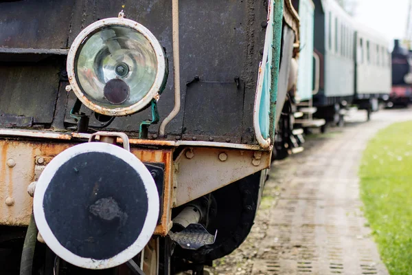 Old locomotive lighting. The lamp used to illuminate the road through the old steam locomotives. Season of the spring.