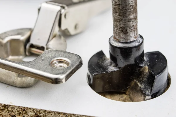 Frezen Schaar Voor Vaststelling Van Scharnieren Spaanplaat Schrijnwerkerij Accessoires Voor — Stockfoto