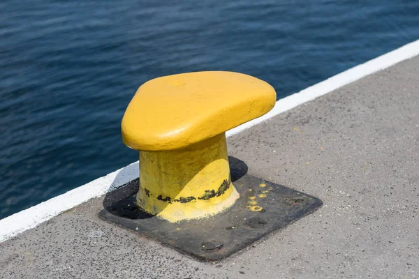 Harbor Bollard Large Naval Vessels Port Wharf Central Europe Season — Stock Photo, Image