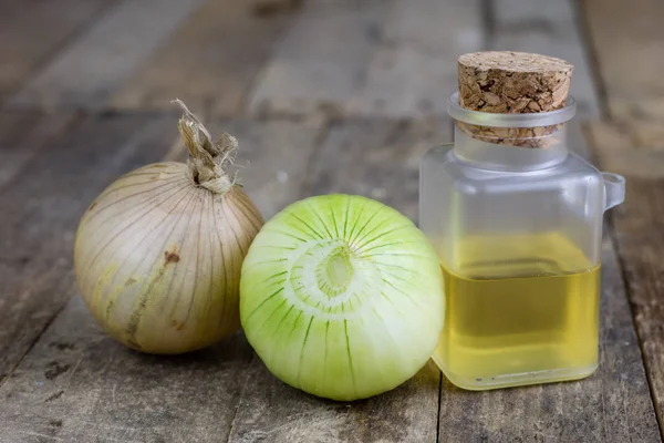 Lök Saft Och Grönsaker Ett Träbord Hemgjord Sirap För Behandling — Stockfoto