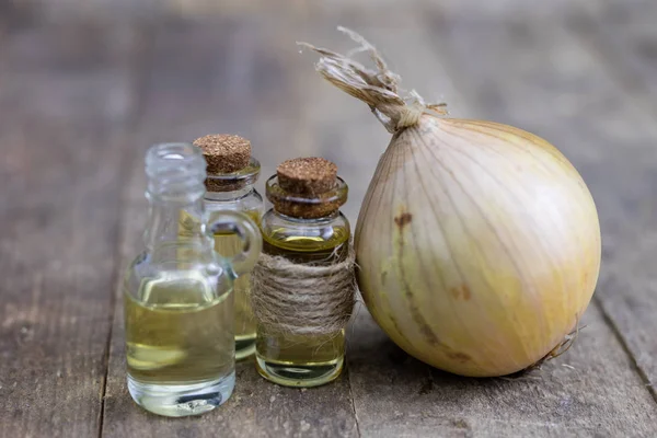 Lök Saft Och Grönsaker Ett Träbord Hemgjord Sirap För Behandling — Stockfoto