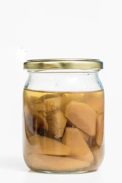 Vegetables Jars Prepared Winter Tasty Preserves White Kitchen Table White — Stock Photo, Image