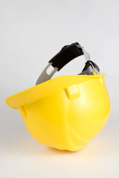Шлем Защита Слуха Белом Столе Безопасность Гигиена Аксессуаров Строителей Белый — стоковое фото