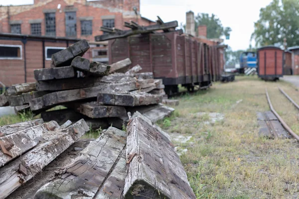 Staré Dílny Vagónů Lokomotiv Úzkorozchodných Železnic Místo Opravy Rekonstrukce Pro — Stock fotografie