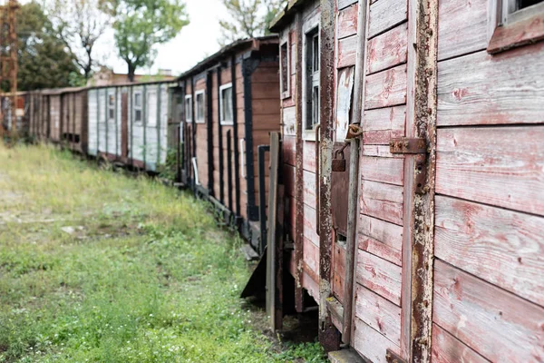 Smalspoor Treinstation Een Klein Stadje Wagons Locomotieven Een Zijspoor Een — Stockfoto